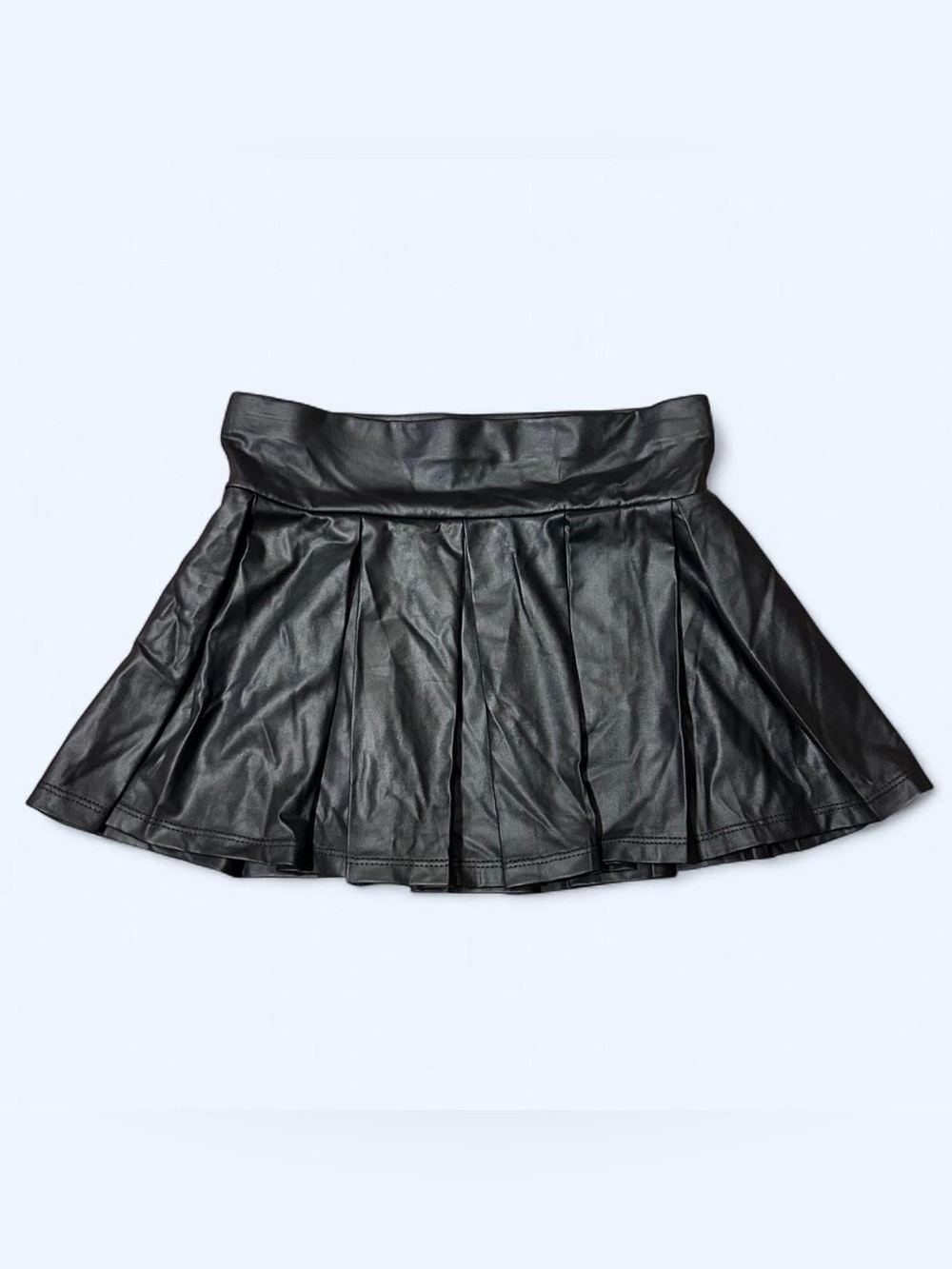 Goth Black Leather Pleated Mini Skirt by BodyRage!